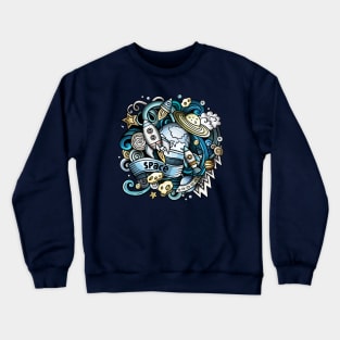 Funny Explore universe galaxy toon Crewneck Sweatshirt